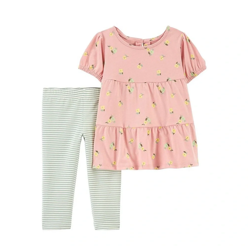 Baby & Toddler Girl Carter's 2-Piece Floral Tiered Top & Legging Set 4T